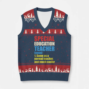 Special Education Teacher Definition V-Neck Knit Sweater Vest Funny Back to School TS14 Navy Red Print Your Wear