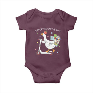 Special Education SPED Teacher Goose Scooter Baby Onesie Support Is On The Way TS14 Maroon Print Your Wear