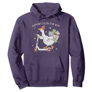 Special Education SPED Teacher Goose Scooter Hoodie Support Is On The Way TS14 Purple Print Your Wear