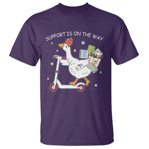 Special Education SPED Teacher Goose Scooter T Shirt Support Is On The Way TS14 Purple Print Your Wear