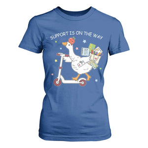 Special Education SPED Teacher Goose Scooter T Shirt For Women Support Is On The Way TS14 Royal Blue Print Your Wear