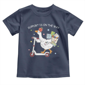 Special Education SPED Teacher Goose Scooter Toddler T Shirt Support Is On The Way TS14 Navy Print Your Wear