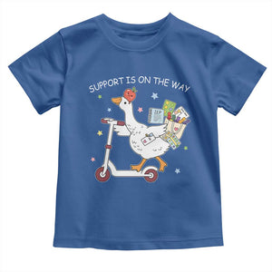 Special Education SPED Teacher Goose Scooter Toddler T Shirt Support Is On The Way TS14 Royal Blue Print Your Wear