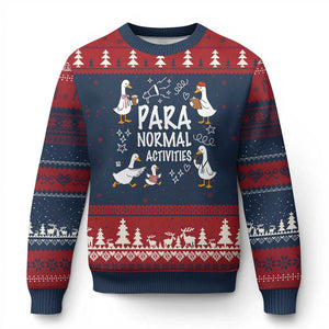 Silly Goose Para Normal Activities Ugly Christmas Sweater Funny SPED Teachers Aide Para Normal Activities TS14 Navy Red Print Your Wear