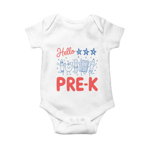 First Day of Pre-K Boys Girls Toddler Preschool Patriotic US Baby Onesie TS14 White Print Your Wear