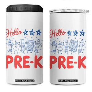 First Day of Pre-K Boys Girls Toddler Preschool Patriotic US 4 in 1 Can Cooler Tumbler TS14 One Size: 16 oz White Print Your Wear