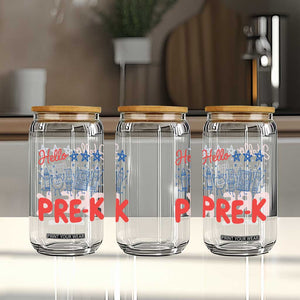 First Day of Pre-K Boys Girls Toddler Preschool Patriotic US Glass Can TS14 Print Your Wear