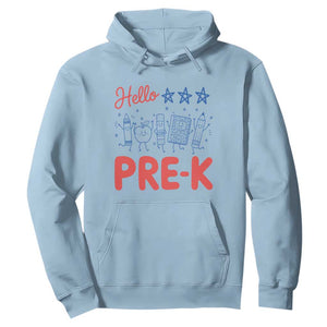 First Day of Pre-K Boys Girls Toddler Preschool Patriotic US Hoodie TS14 Light Blue Print Your Wear