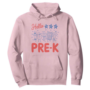 First Day of Pre-K Boys Girls Toddler Preschool Patriotic US Hoodie TS14 Light Pink Print Your Wear