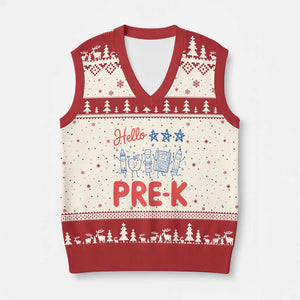First Day of Pre-K Boys Girls Toddler Preschool Patriotic US V-Neck Knit Sweater Vest TS14 Beige Red Print Your Wear