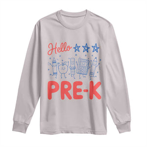 First Day of Pre-K Boys Girls Toddler Preschool Patriotic US Long Sleeve Shirt TS14 Ice Gray Print Your Wear