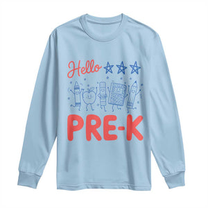 First Day of Pre-K Boys Girls Toddler Preschool Patriotic US Long Sleeve Shirt TS14 Light Blue Print Your Wear