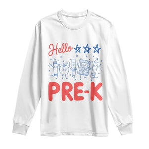First Day of Pre-K Boys Girls Toddler Preschool Patriotic US Long Sleeve Shirt TS14 White Print Your Wear
