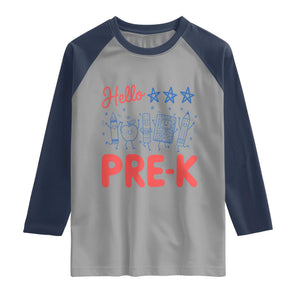 First Day of Pre-K Boys Girls Toddler Preschool Patriotic US Raglan Shirt TS14 Sport Gray Navy Print Your Wear