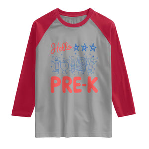 First Day of Pre-K Boys Girls Toddler Preschool Patriotic US Raglan Shirt TS14 Sport Gray Red Print Your Wear
