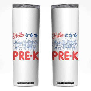 First Day of Pre-K Boys Girls Toddler Preschool Patriotic US Skinny Tumbler TS14 White Print Your Wear