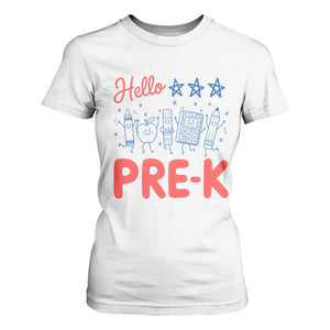 First Day of Pre-K Boys Girls Toddler Preschool Patriotic US T Shirt For Women TS14 White Print Your Wear