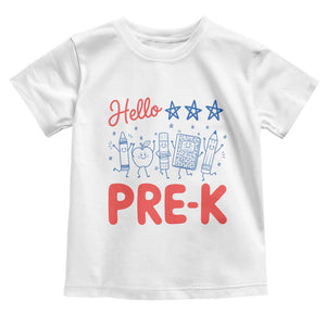 First Day of Pre-K Boys Girls Toddler Preschool Patriotic US Toddler T Shirt TS14 White Print Your Wear