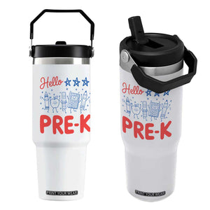 First Day of Pre-K Boys Girls Toddler Preschool Patriotic US Flip Straw Tumbler TS14 One Size: 30 oz White Print Your Wear