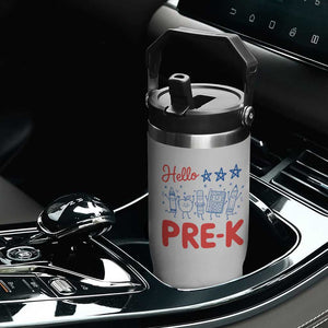 First Day of Pre-K Boys Girls Toddler Preschool Patriotic US Flip Straw Tumbler TS14 Print Your Wear