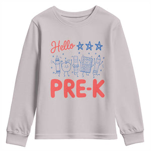 First Day of Pre-K Boys Girls Toddler Preschool Patriotic US Youth Sweatshirt TS14 Ice Gray Print Your Wear