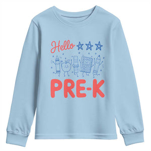 First Day of Pre-K Boys Girls Toddler Preschool Patriotic US Youth Sweatshirt TS14 Light Blue Print Your Wear