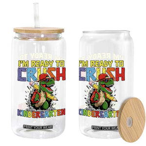 I'm Ready to Crush Pre-K Back to School T-Rex Dinosaur Glass Can