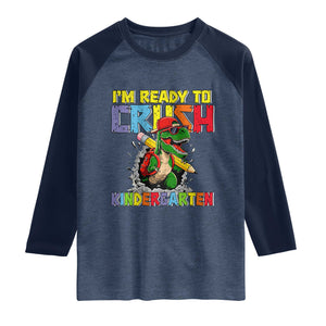 I'm Ready to Crush Pre-K Back to School T-Rex Dinosaur Raglan Shirt