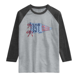 1st Grade Teacher Pennant US Flag Back to School Raglan Shirt