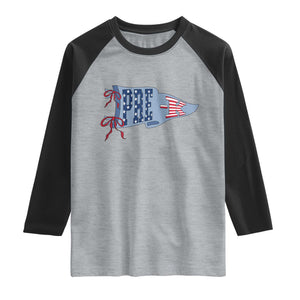Pre-K Teacher Pennant US Flag Back to School Raglan Shirt TS14 Heather Gray Black Print Your Wear