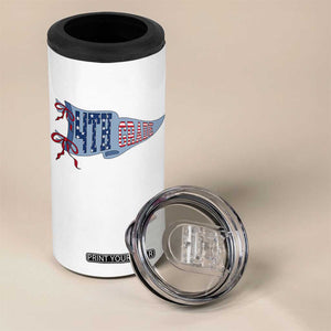 4th Grade Teacher Pennant US Flag Back to School 4 in 1 Can Cooler Tumbler
