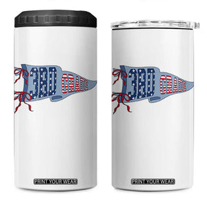 3rd Grade Teacher Pennant US Flag Back to School 4 in 1 Can Cooler Tumbler