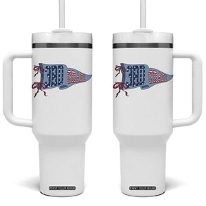 3rd Grade Teacher Pennant US Flag Back to School Tumbler With Handle