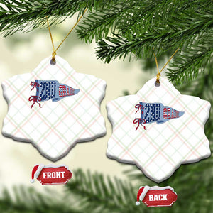 2nd Grade Teacher Pennant US Flag Back to School Ceramic Ornament