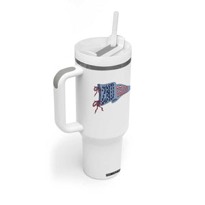 2nd Grade Teacher Pennant US Flag Back to School Tumbler With Handle