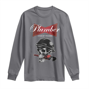 Plumber Plumbing Skull Long Sleeve Shirt King Of Trades TS14 Charcoal Print Your Wear