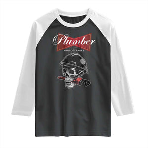 Plumber Plumbing Skull Raglan Shirt King Of Trades TS14 Black White Print Your Wear