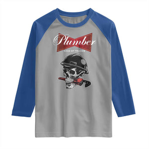 Plumber Plumbing Skull Raglan Shirt King Of Trades TS14 Sport Gray Royal Print Your Wear