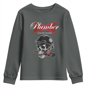 Plumber Plumbing Skull Youth Sweatshirt King Of Trades TS14 Dark Heather Print Your Wear