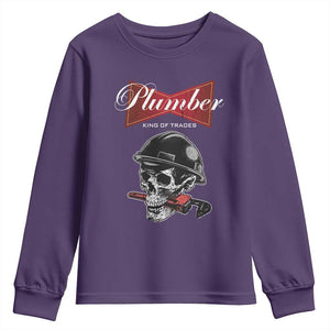 Plumber Plumbing Skull Youth Sweatshirt King Of Trades TS14 Purple Print Your Wear