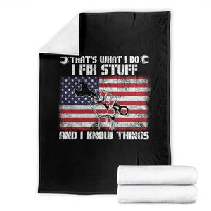Patriotic Mechanic American Flag Car Repairman Throw Blanket TS14 Black Print Your Wear
