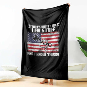 Patriotic Mechanic American Flag Car Repairman Throw Blanket TS14 Print Your Wear