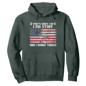 Patriotic Mechanic American Flag Car Repairman Hoodie TS14 Dark Forest Green Print Your Wear