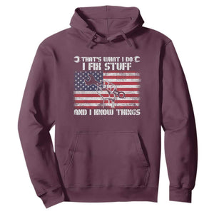 Patriotic Mechanic American Flag Car Repairman Hoodie TS14 Maroon Print Your Wear