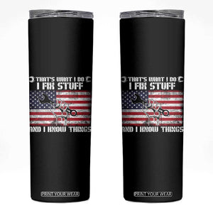 Patriotic Mechanic American Flag Car Repairman Skinny Tumbler TS14 Black Print Your Wear