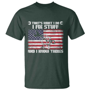 Patriotic Mechanic American Flag Car Repairman T Shirt TS14 Dark Forest Green Print Your Wear