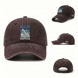 Funny Plumber Plumbing Washed Cotton Baseball Cap It Is My Job To Play With Nipples TS14 Washed Cap Universal Fit Dark Brown Print Your Wear