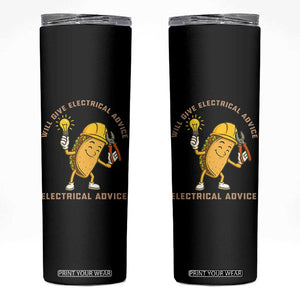 Funny Electrician Skinny Tumbler This Electrician Will Work For Tacos TS14 Black Print Your Wear