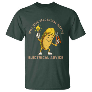 Funny Electrician T Shirt This Electrician Will Work For Tacos TS14 Dark Forest Green Print Your Wear