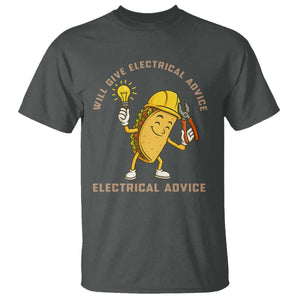 Funny Electrician T Shirt This Electrician Will Work For Tacos TS14 Dark Heather Print Your Wear